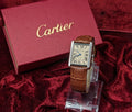 Brown Cartier-Timeless Leather Square Watch with box