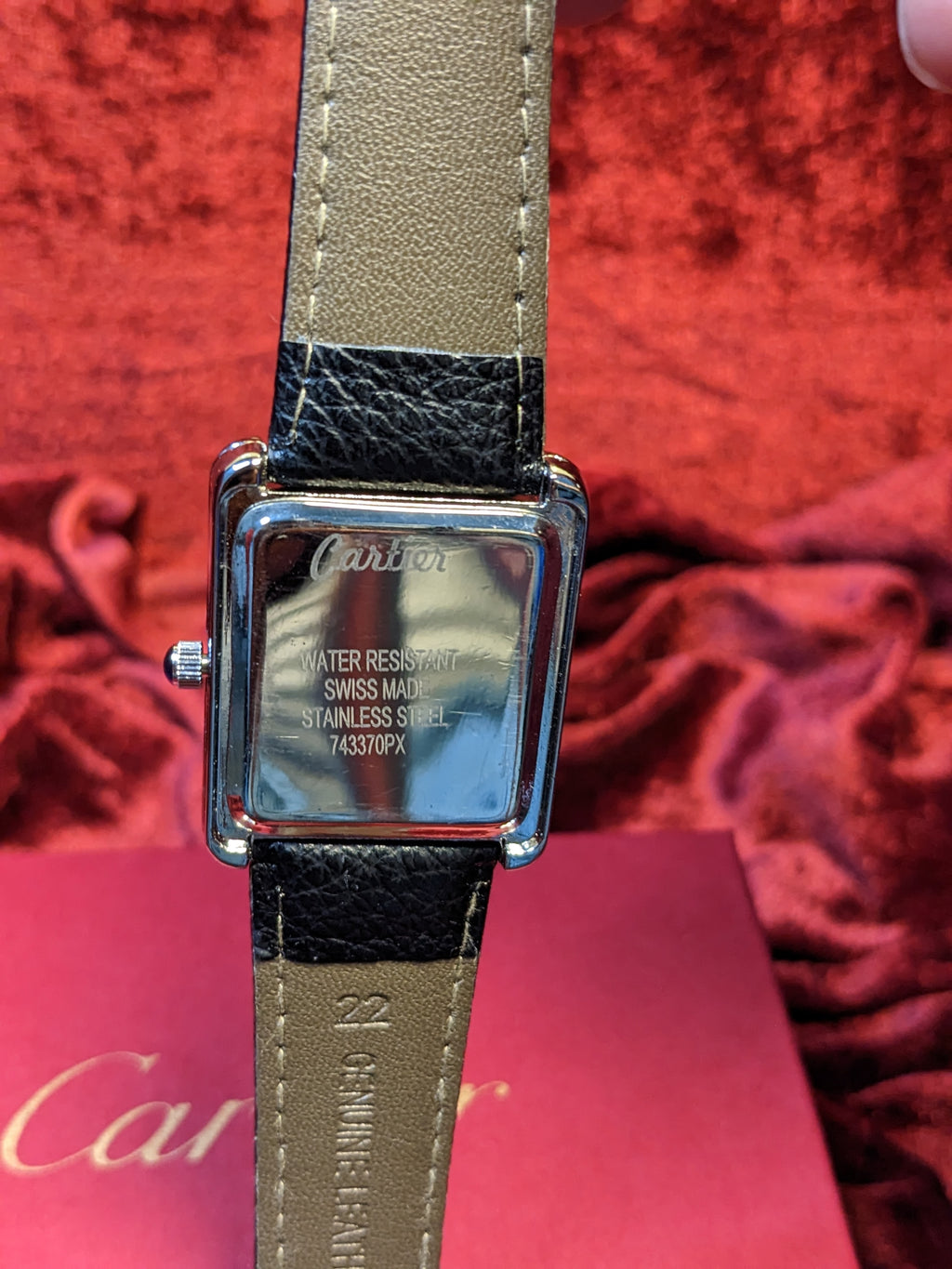 Black Cartier – Timeless Leather Square Watch with box