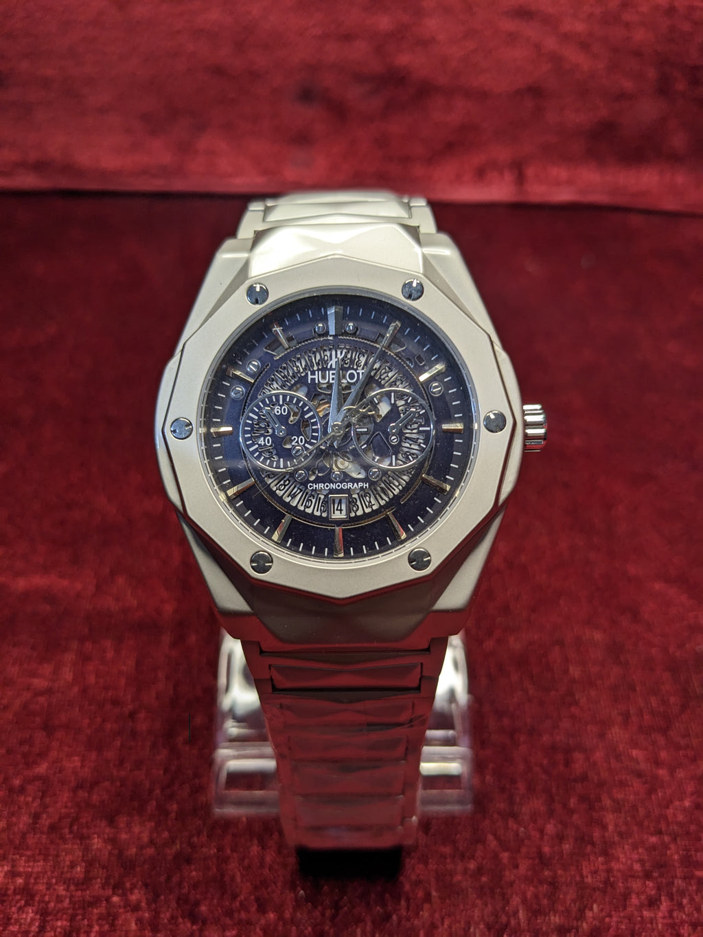 Hublot Luxury Chronograph Blue Skeleton Watch