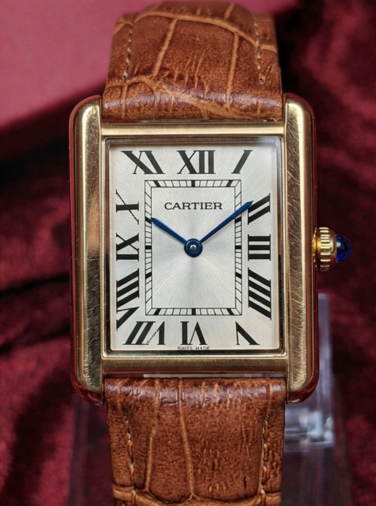 Brown Cartier-Timeless Leather Square Watch with box