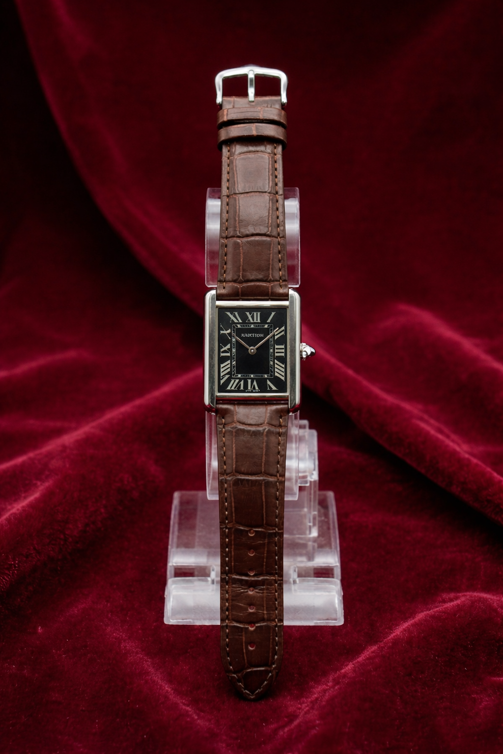Coffe Brown Cartier- Timeless Leather square Watch with box